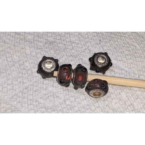 NEW SET OF 5 PANDORA MATTE & TRANSCULENT BROWN WITH BUMPS - REALLY CUTE - Picture 2 of 3